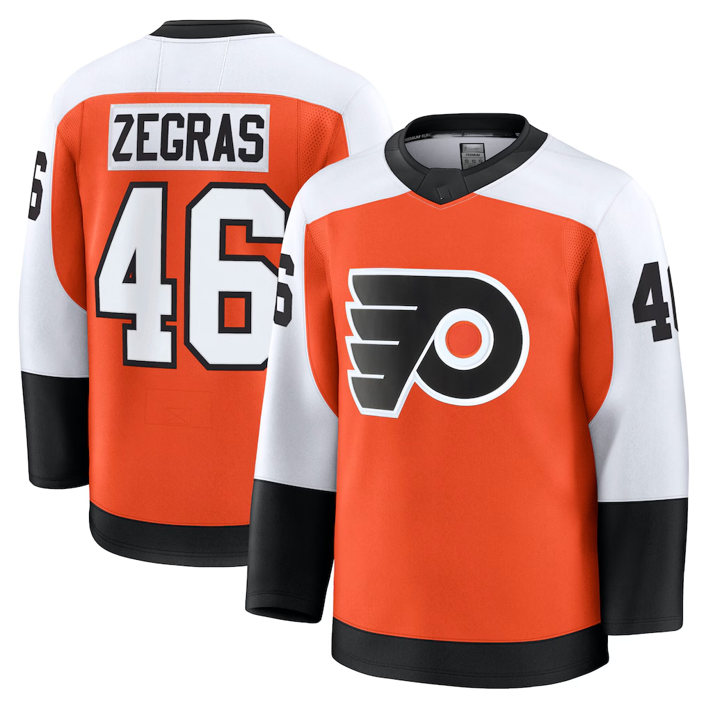 Pouc P.Flyers #46 Trevor Zegras Orange Home Breakaway Jerseys