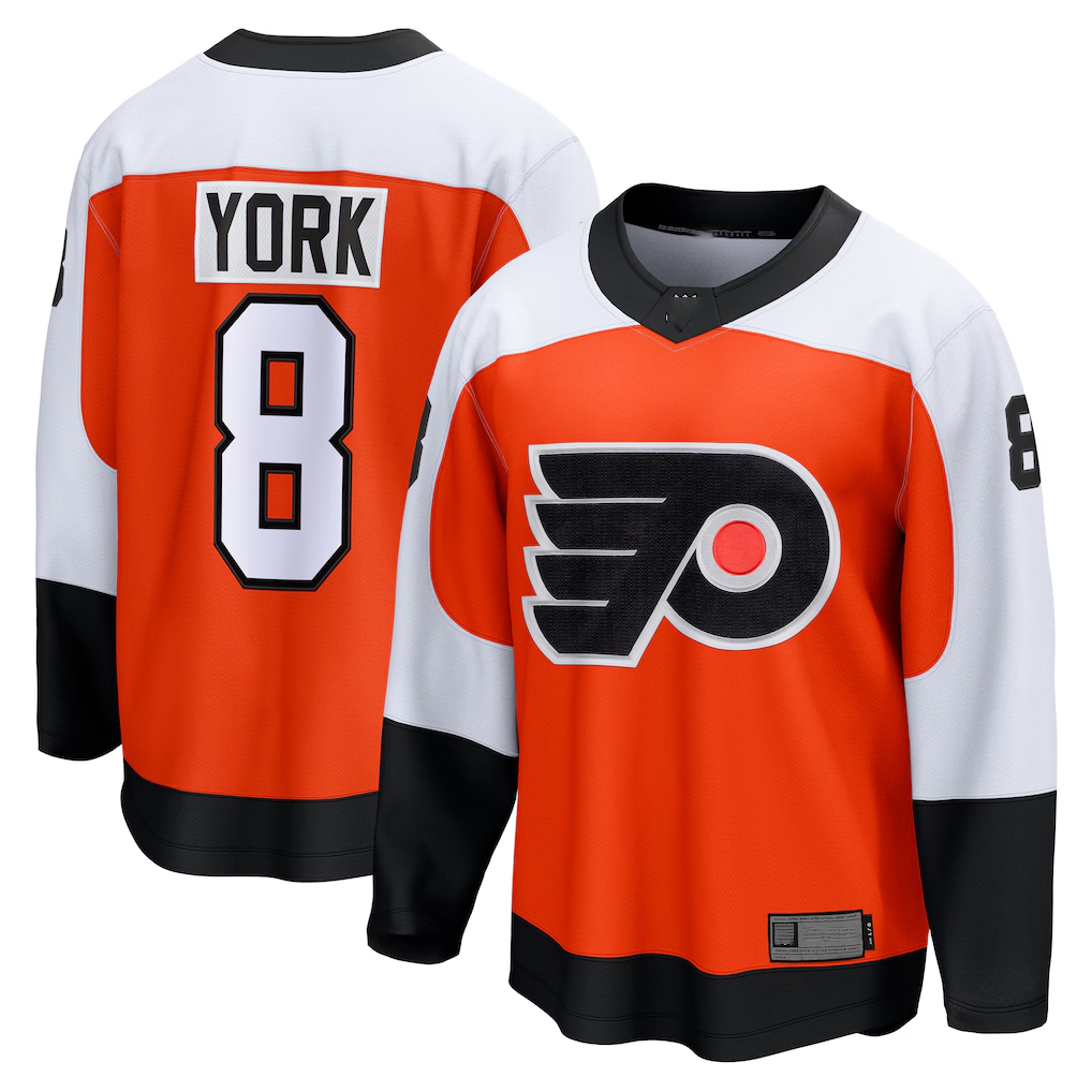 Pouc P.Flyers #8 Cam York Orange Home Breakaway Jerseys