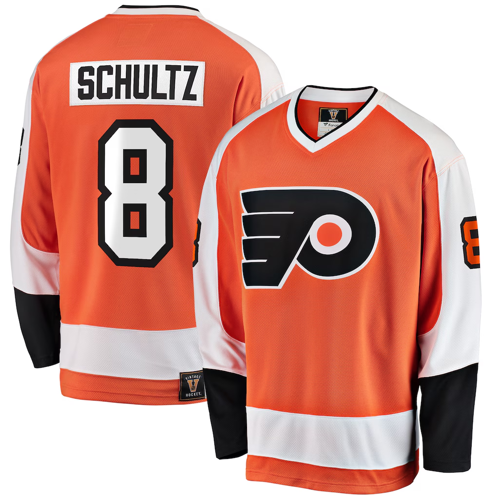Pouc P.Flyers #8 Dave Schultz Orange Premier Breakaway Retired Player Jerseys