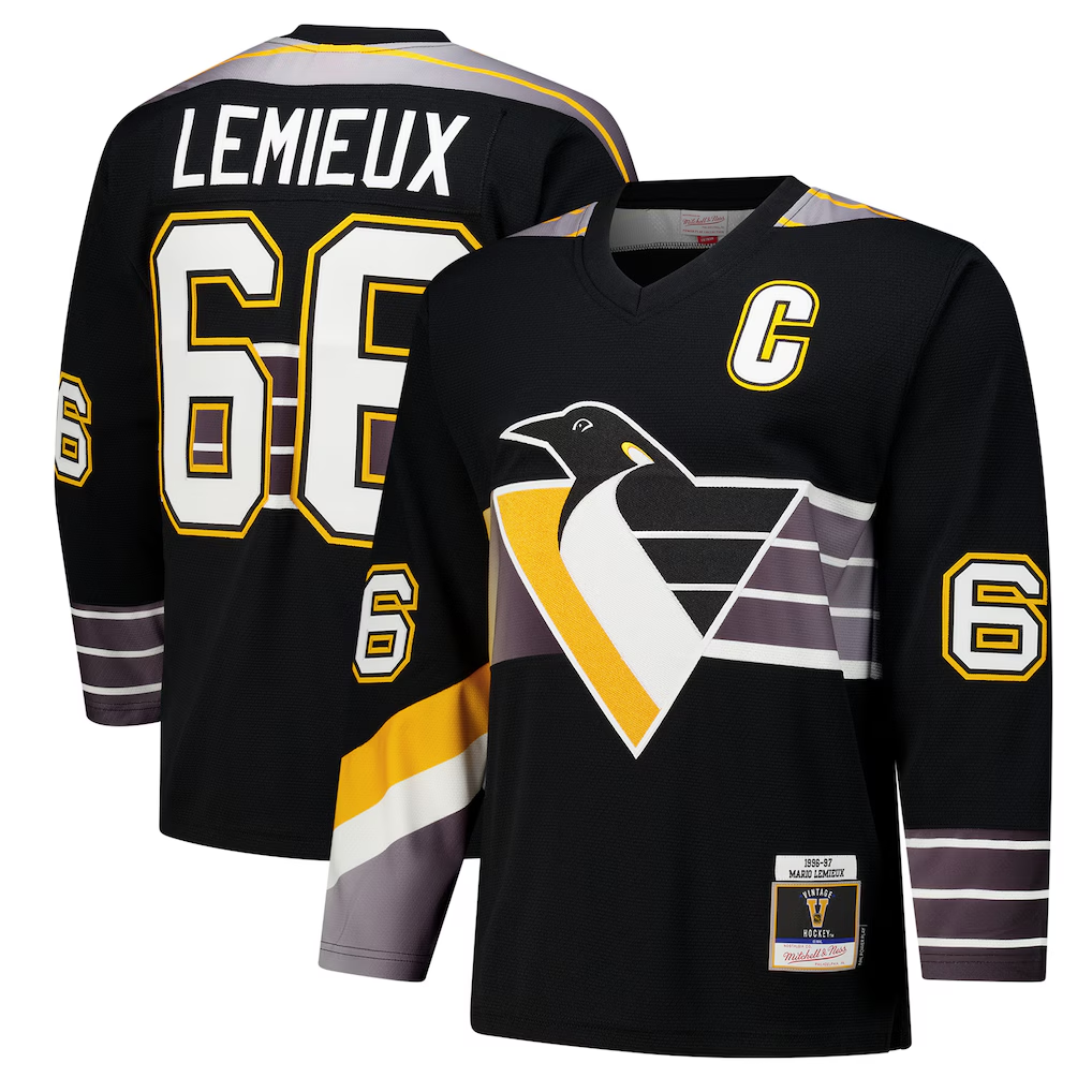 Pouc P.Penguins #66 Mario Lemieux Black 1996?97 Power Play Jerseys