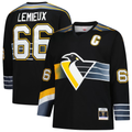Pouc P.Penguins #66 Mario Lemieux Mitchell & Ness Black 1996-97 Blue Line 2.0 Jerseys