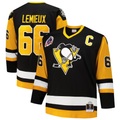 Pouc P.Penguins #66 Mario Lemieux Mitchell & Ness Black Big & Tall 1991-92 Blue Line 2.0 Jerseys