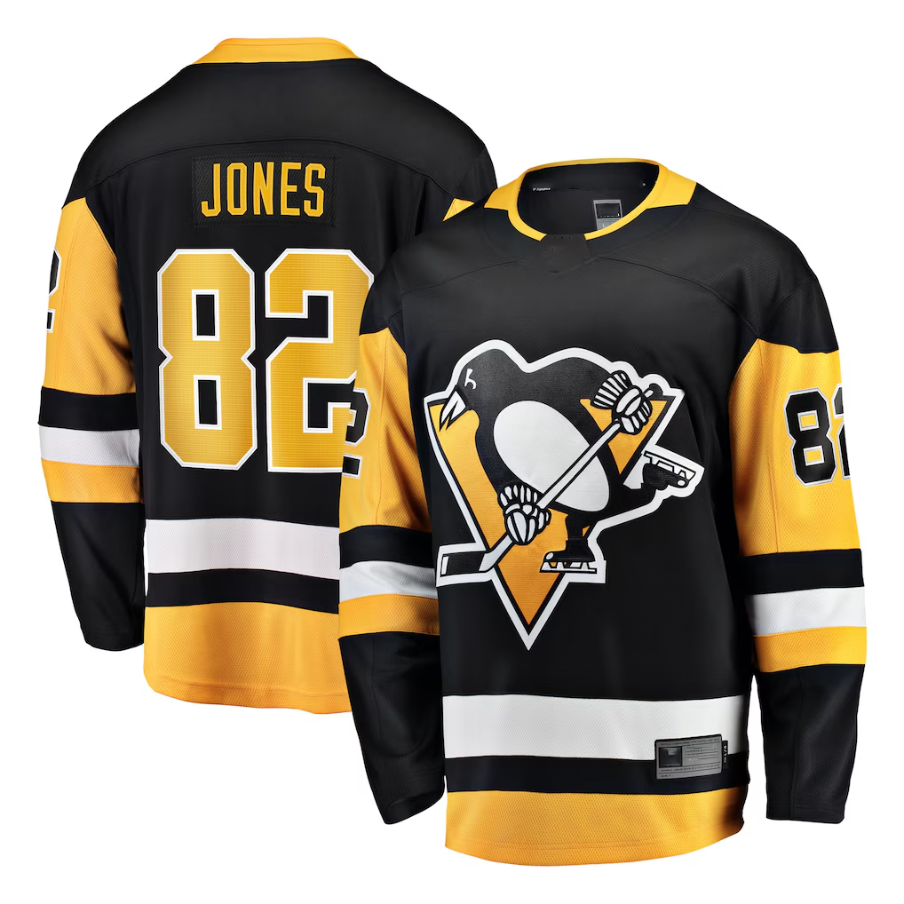 Pouc P.Penguins #82 Caleb Jones Black Home Breakaway Jerseys