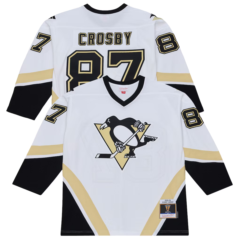 Pouc P.Penguins #87 Sidney Crosby Mitchell & Ness White 2005 Power Play Jerseys
