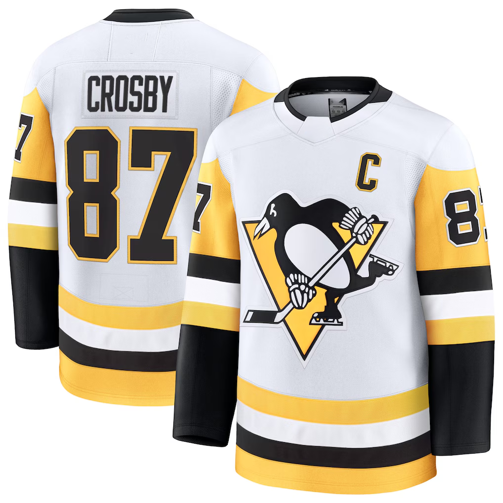 Pouc P.Penguins #87 Sidney Crosby White Away Premium Jerseys
