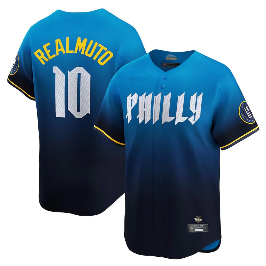 Pouc P.Phillies #10 J.T. Realmuto Player Blue City Connect Home Limited Stitched Jerseys