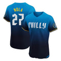 Pouc P.Phillies #27 Aaron Nola Player Blue City Connect Home Limited Elite Stitched Jerseys