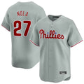 Pouc P.Phillies #27 Aaron Nola Player Gray Home Limited Stitched Jerseys