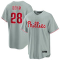 Pouc P.Phillies #28 Alec Bohm Player Gray Home Game Stitched Jerseys
