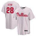 Pouc P.Phillies #28 Alec Bohm Player White Home Game Stitched Jerseys