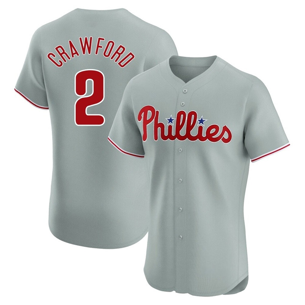 Pouc P.Phillies #2 Justin Crawford Player Gray Home Limited Elite Stitched Jerseys