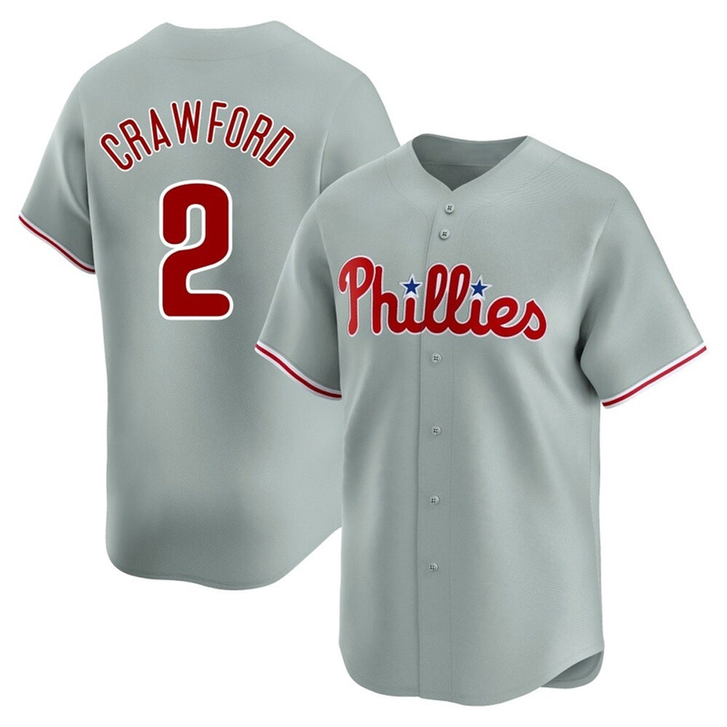 Pouc P.Phillies #2 Justin Crawford Player Gray Home Limited Stitched Jerseys