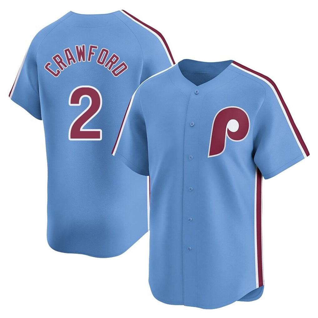Pouc P.Phillies #2 Justin Crawford Player Light Blue Game Stitched Jerseys
