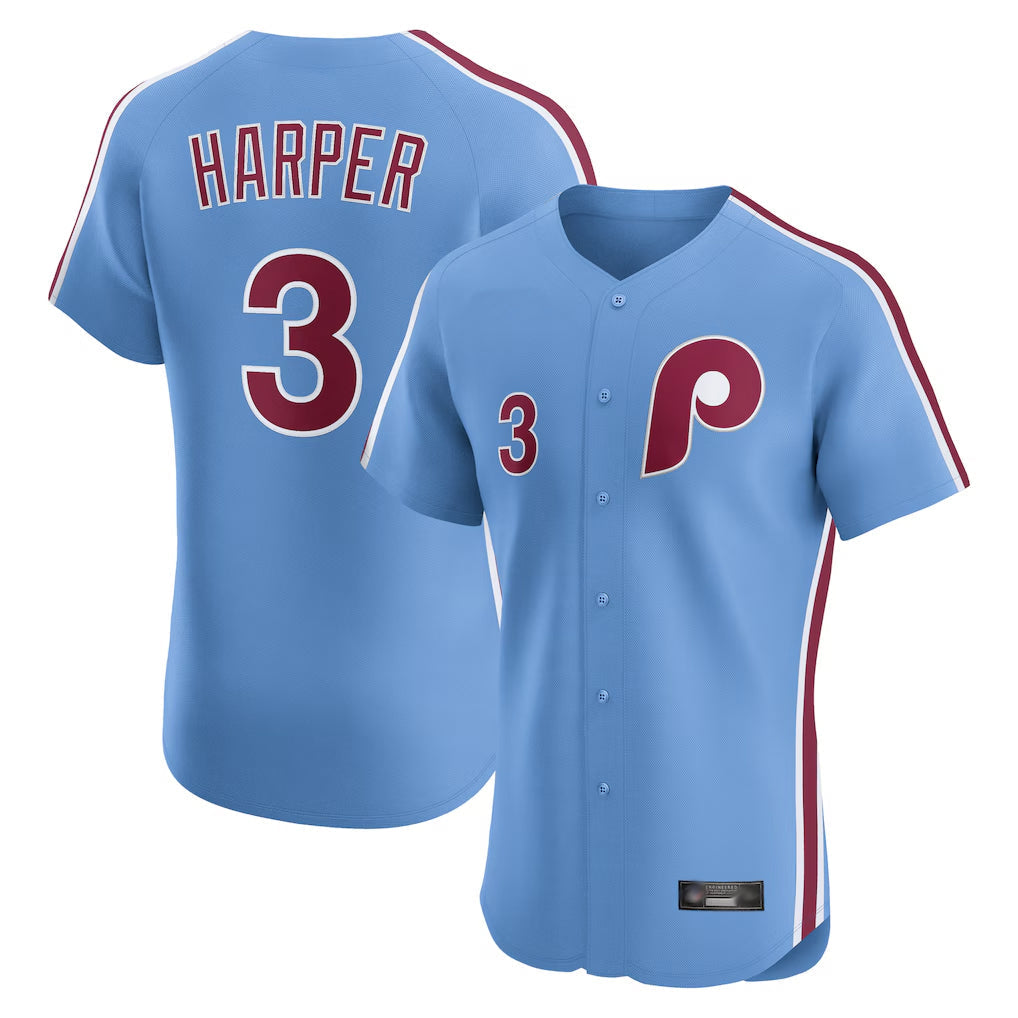 Pouc P.Phillies #3 Bryce Harper Player Light Blue Home Limited Elite Stitched Jerseys