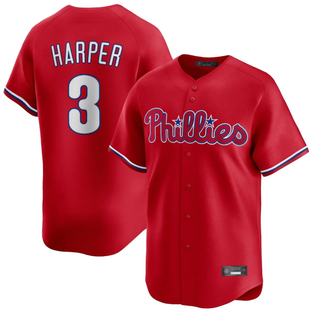 Pouc P.Phillies #3 Bryce Harper Player Red Home Limited Stitched Jerseys