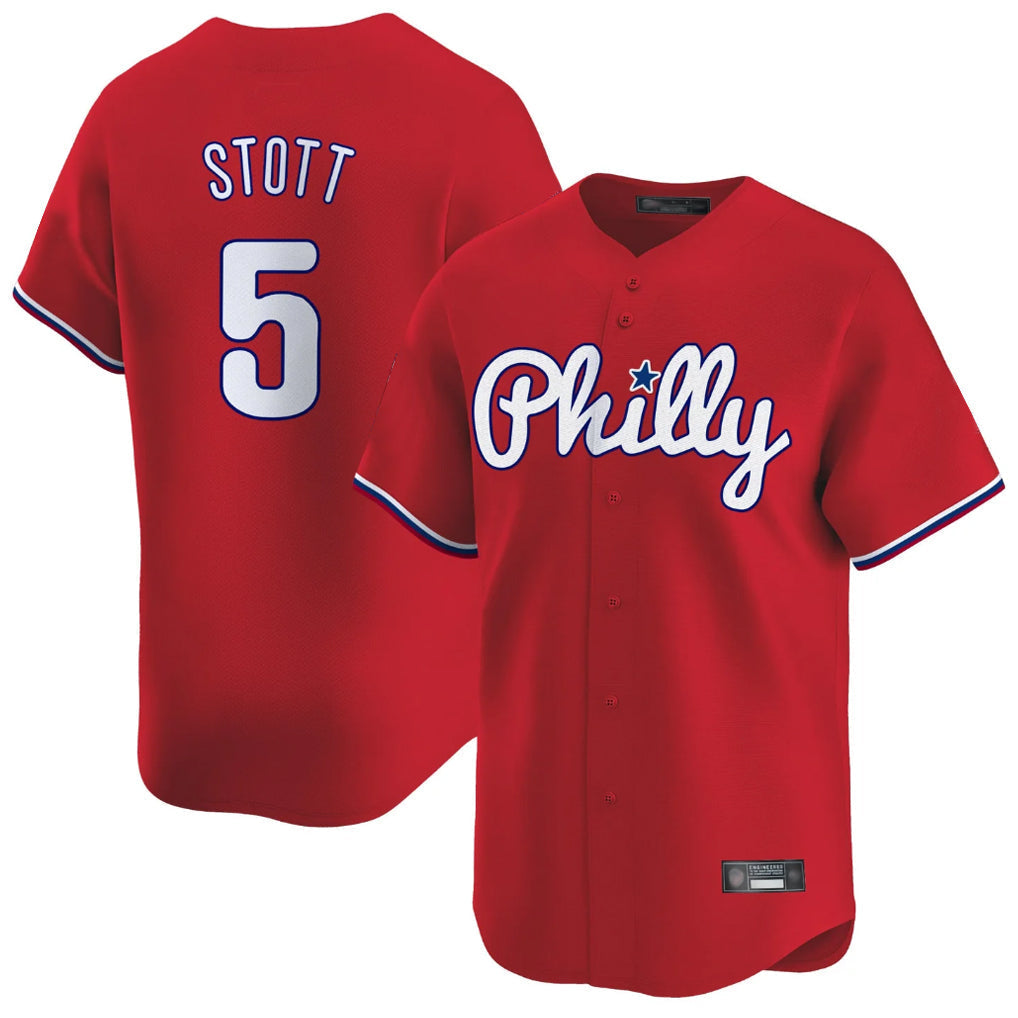 Pouc P.Phillies #5 Bryson Stott Player Red Home Limited Stitched Jerseys