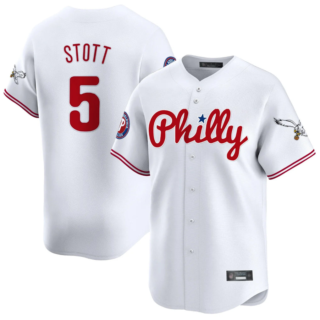 Pouc P.Phillies #5 Bryson Stott Player White Phillies & Eagles Vapor Premier Limited Stitched Jerseys