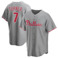 Pouc P.Phillies #7 Trea Turner Player Gray Home Game Stitched Jerseys