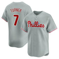 Pouc P.Phillies #7 Trea Turner Player Gray Home Limited Stitched Jerseys