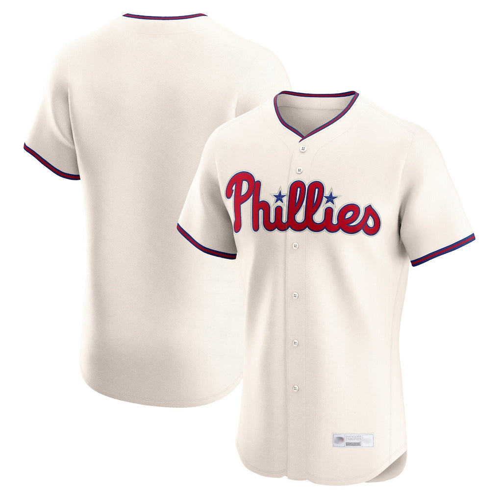 Pouc P.Phillies Blank Player Cream Home Limited Elite Stitched Jerseys