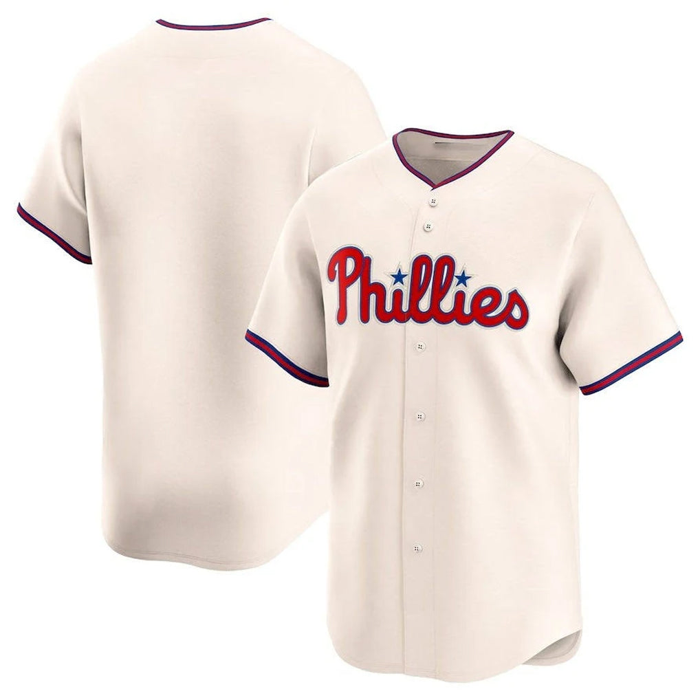 Pouc P.Phillies Blank Player Cream Home Limited Stitched Jerseys