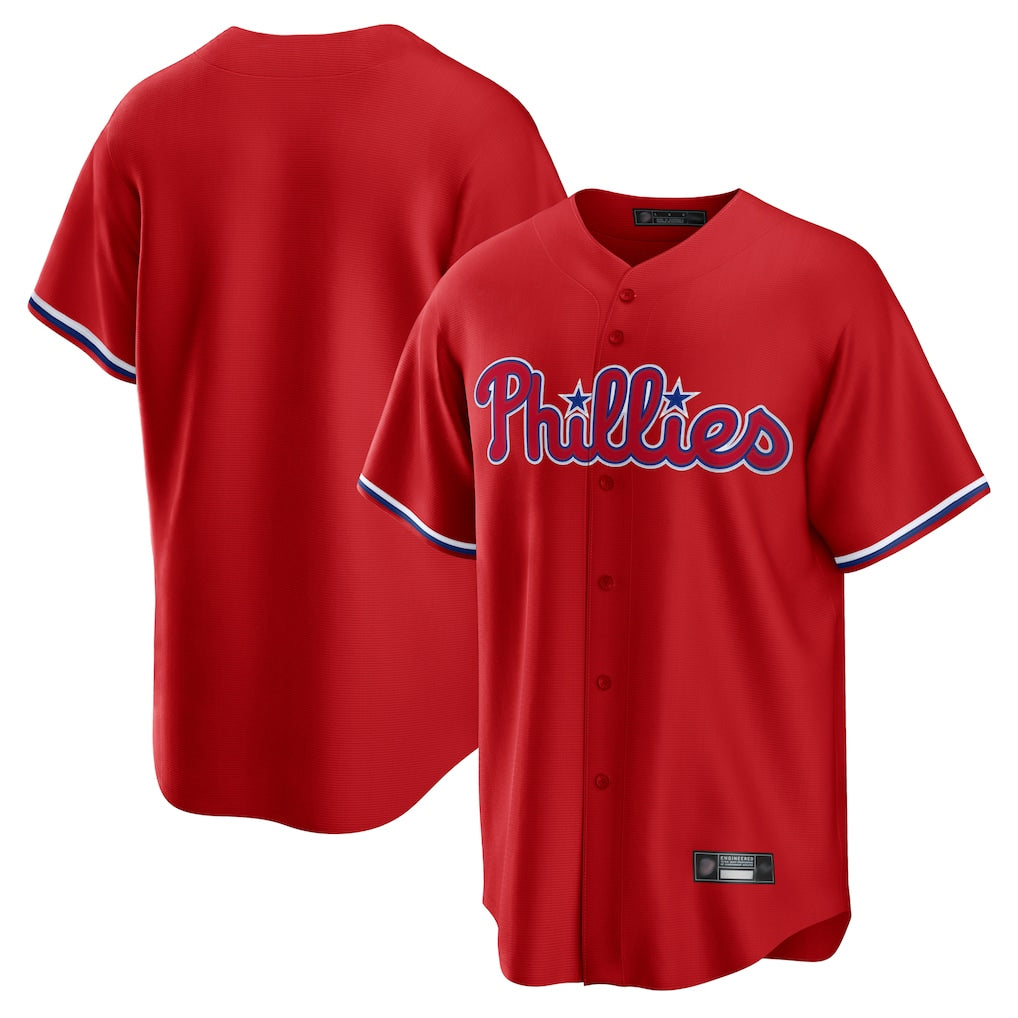 Pouc P.Phillies Blank Player Red Home Game Stitched Jerseys