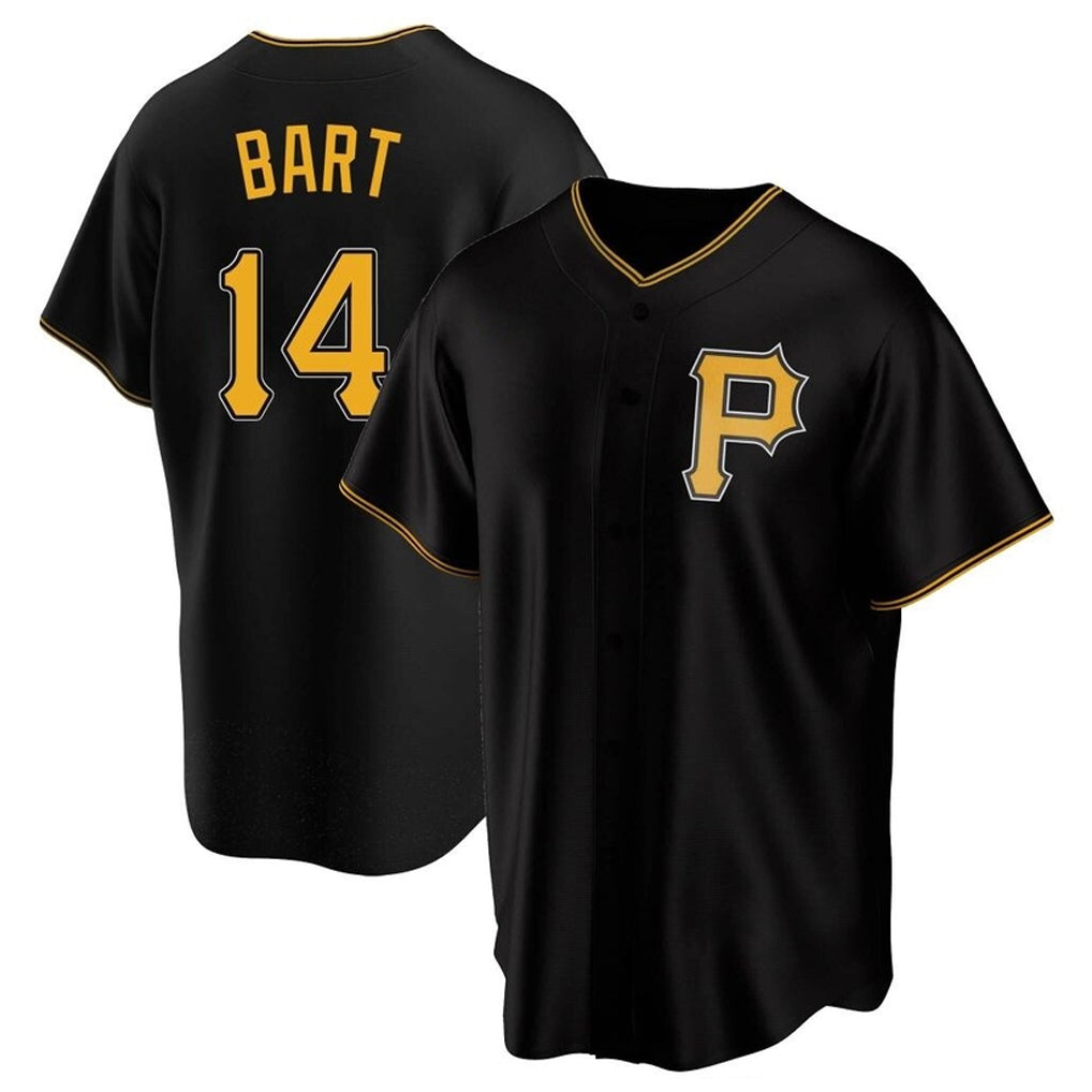 Pouc P.Pirates #14 Joey Bart Player Black Alternate 2025 Home Game T-shirt Stitched Jerseys