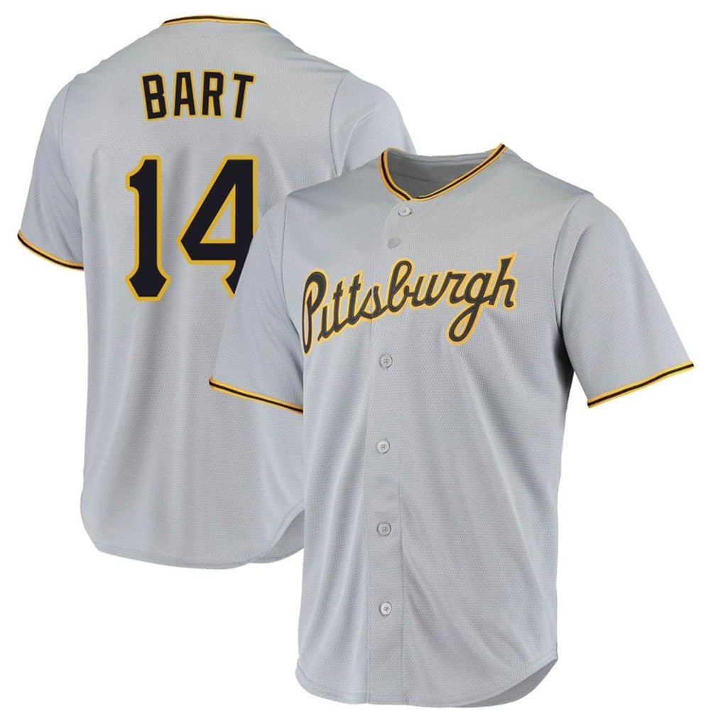Pouc P.Pirates #14 Joey Bart Player Gray Road Home Game Stitched Jerseys