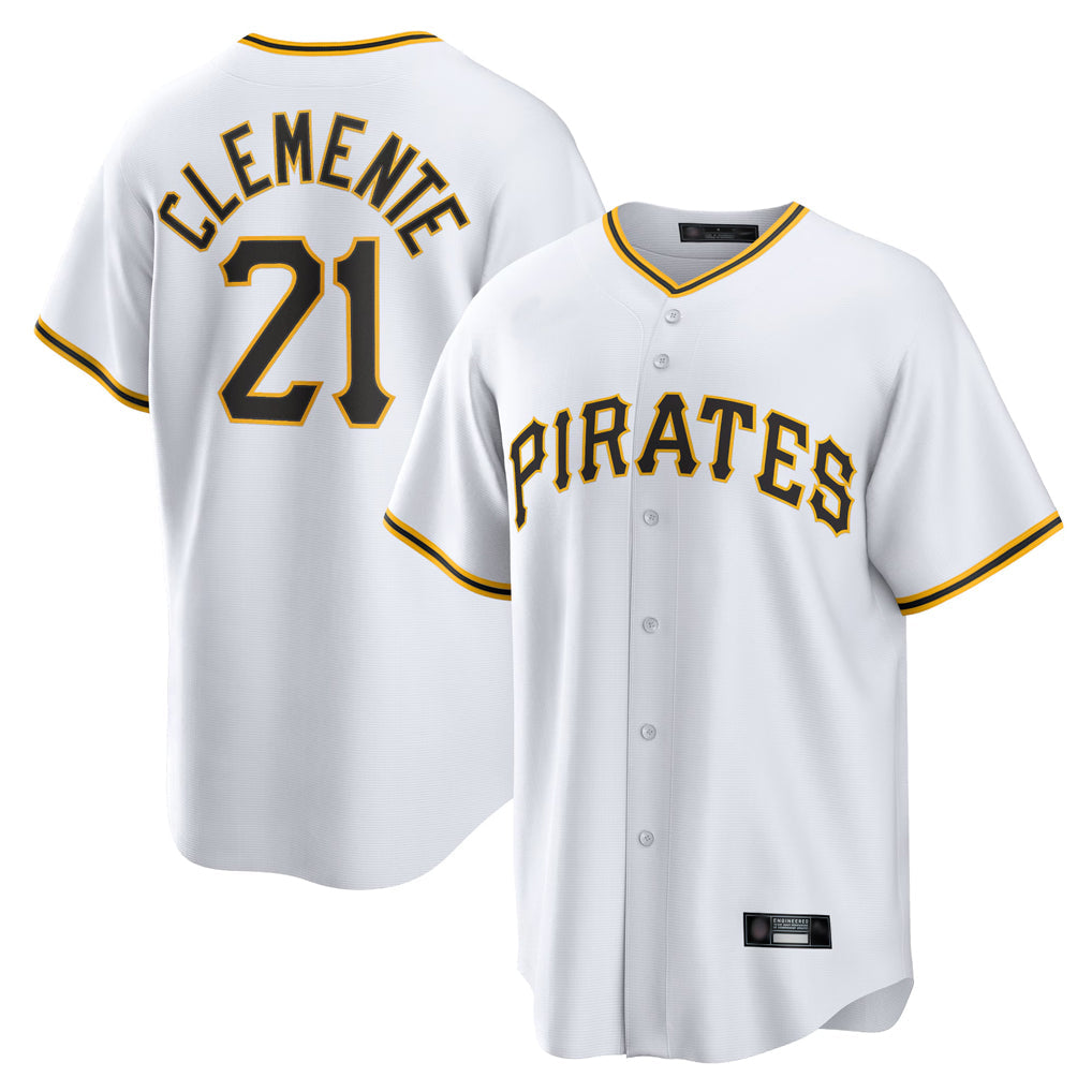 Pouc P.Pirates #21 Roberto Clemente Player White Home Game Stitched Jerseys