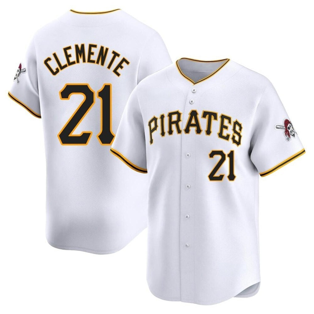 Pouc P.Pirates #21 Roberto Clemente Player White Home Limited Stitched Jerseys
