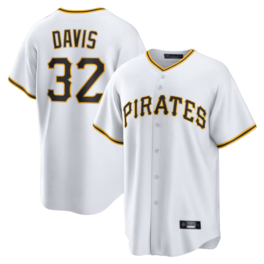 Pouc P.Pirates #32 Henry Davis Player White Home Game Stitched Jerseys