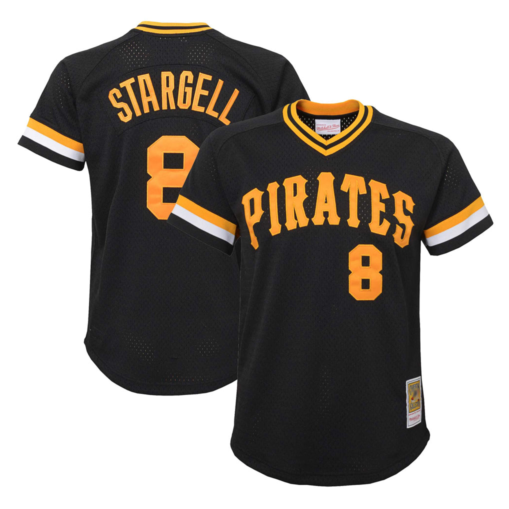 Pouc P.Pirates #8 Willie Stargell Player Black Mitchell & Ness Black Cooperstown Collection Mesh Batting Limited Stitched Jerseys