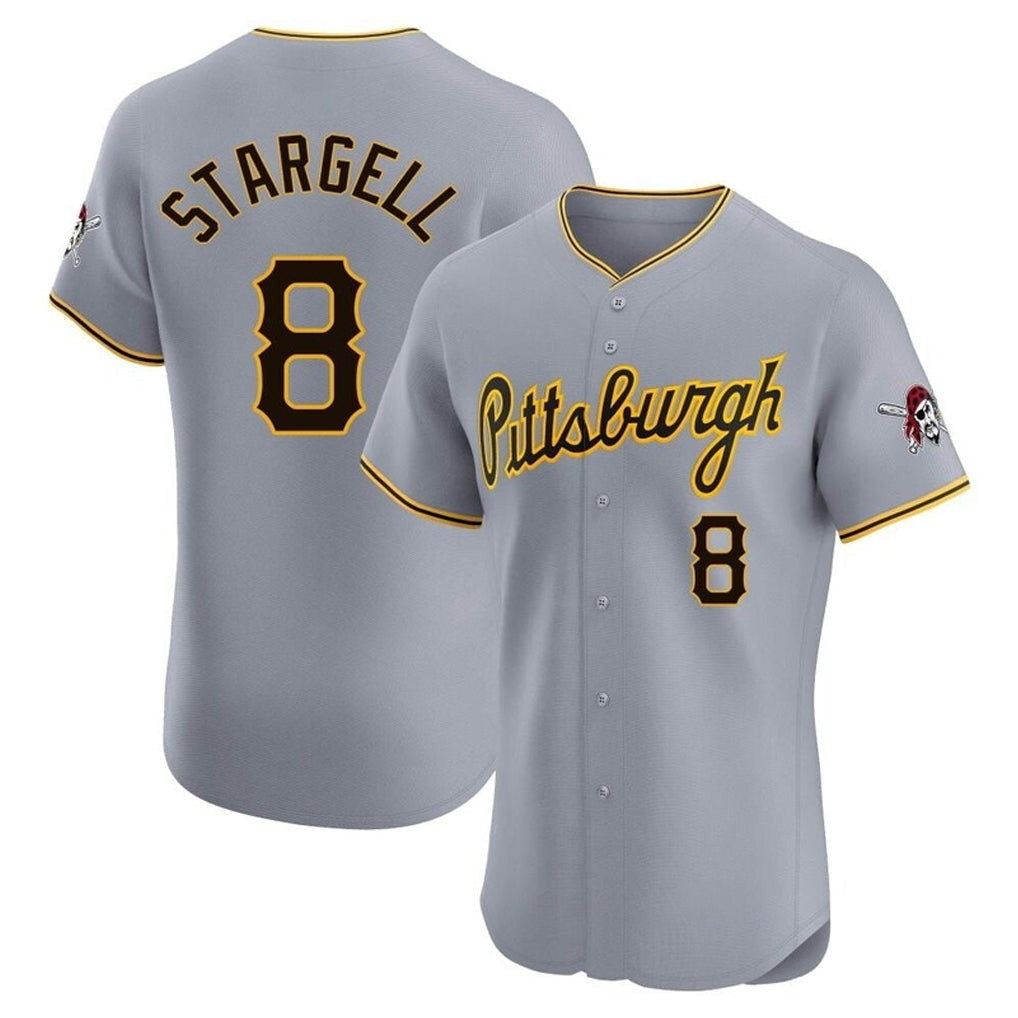 Pouc P.Pirates #8 Willie Stargell Player Gray Road Home Limited Elite Stitched Jerseys