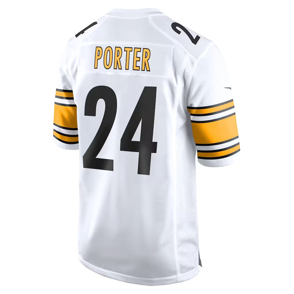 Pouc P.Steelers #24 Joey Porter Jr. White Away Game Jerseys
