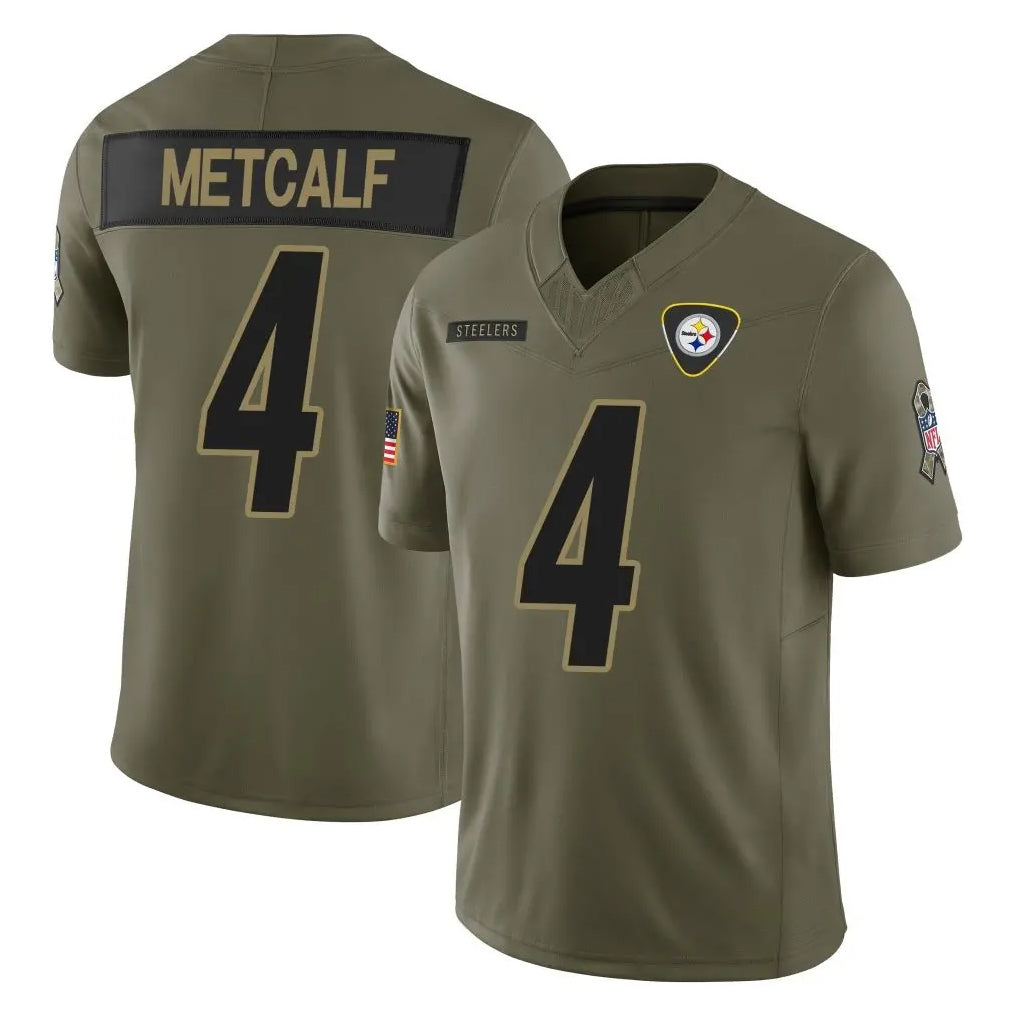 Pouc P.Steelers #4 DK Metcalf Player Olive 2025 Salute To Service Limited Home Game Stitched Jerseys