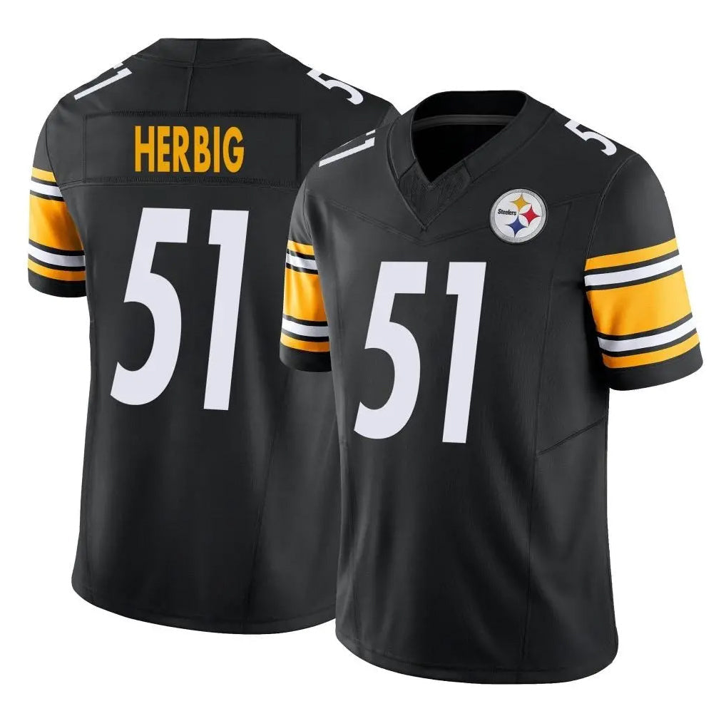 Pouc P.Steelers #51 Nick Herbig Player Black Limited Vapor F.U.S.E. Home Game Stitched Jerseys