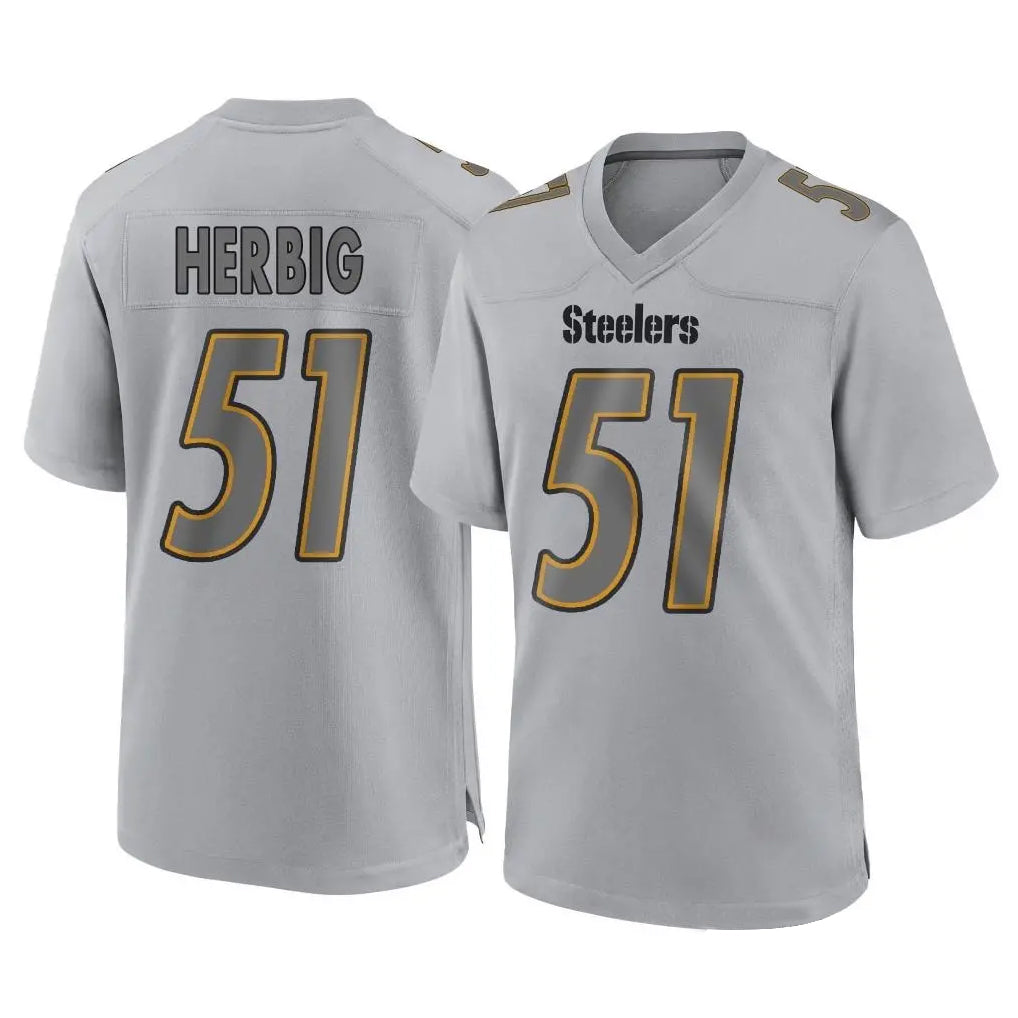 Pouc P.Steelers #51 Nick Herbig Player Gray Atmosphere Fashion Home Game Stitched Jerseys
