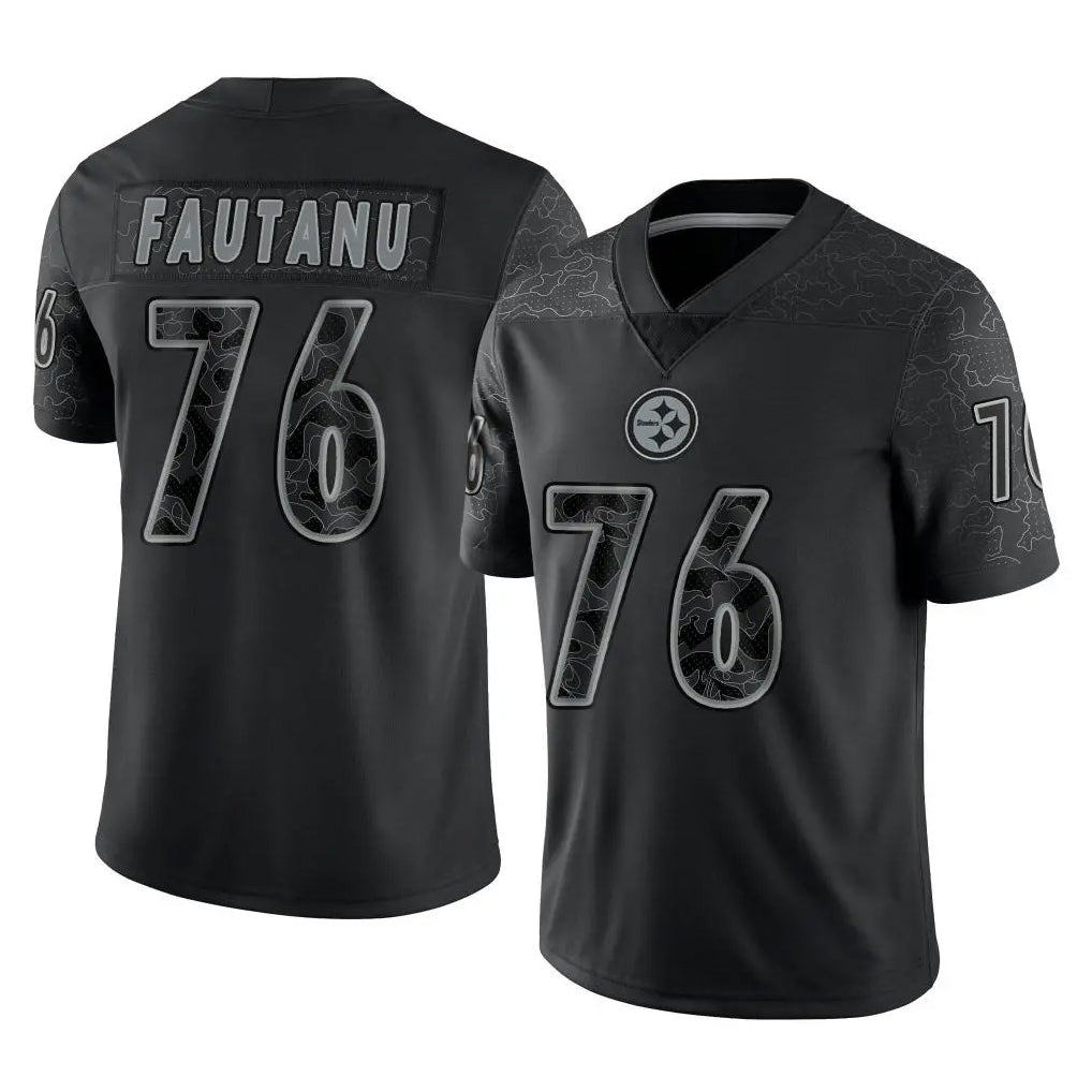 Pouc P.Steelers #76 Troy Fautanu Player Black Reflective Limited Home Game Stitched Jerseys