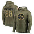 Pouc P.Steelers #88 Pat Freiermuth Player Olive Salute to Service Pullover Hoodie Home Game Stitched Jerseys