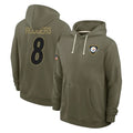 Pouc P.Steelers #8 Aaron Rodgers Player Olive Salute to Service Pullover Hoodies Limited Stitched Jerseys