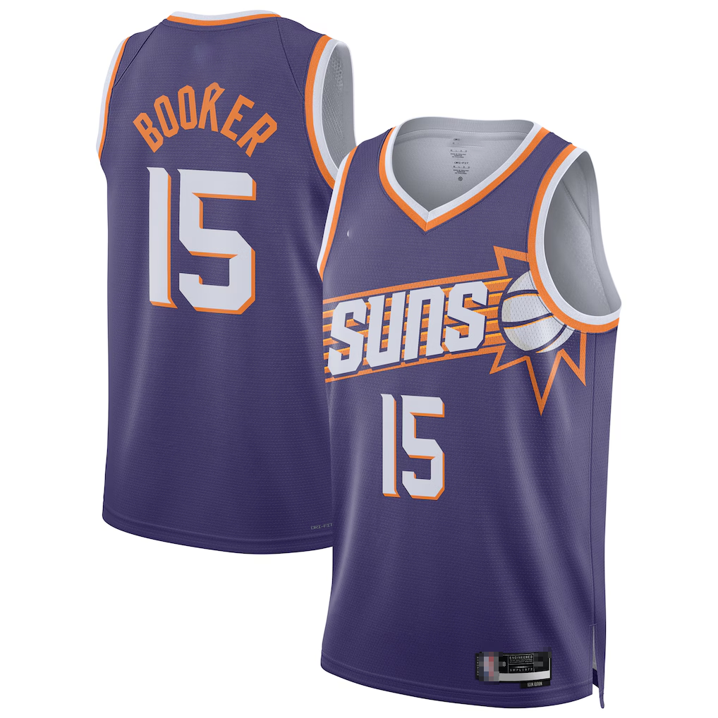 Pouc P.Suns #15 Devin Booker Purple Swingman Player Jerseys - Icon Edition