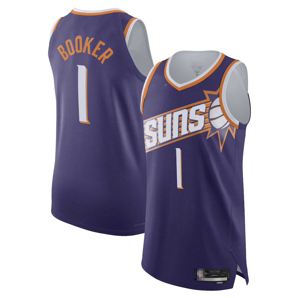 Pouc P.Suns #1 Devin Booker Purple Authentic Jerseys - Icon Edition