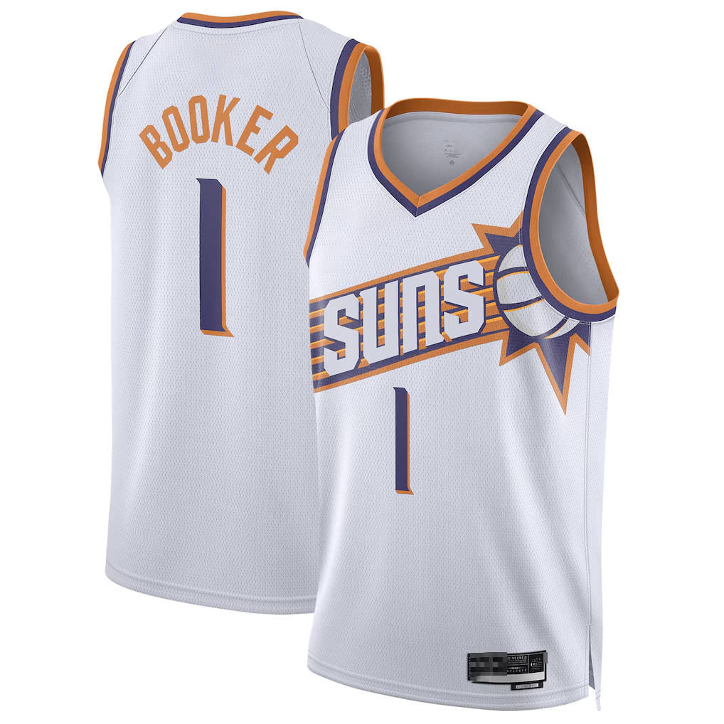 Pouc P.Suns #1 Devin Booker White Swingman Jerseys - Association Edition