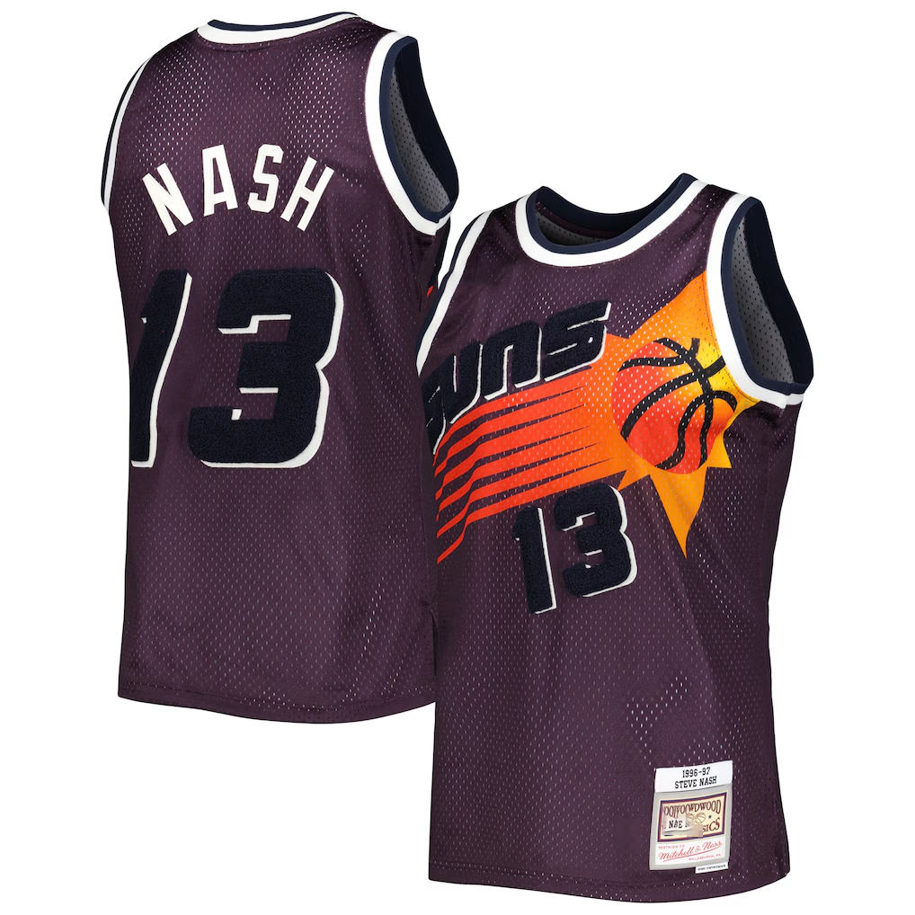 Pouc P.Sunss #13 Steve Nash Mitchell & Ness Purple 1996-1997 Hardwood Classics Off-Court Swingman Jerseys