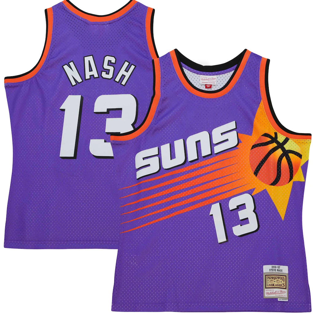 Pouc P.Sunss #13 Steve Nash Mitchell & Ness Purple Hardwood Classics 1996-1997 Tropical Swingman Jerseys