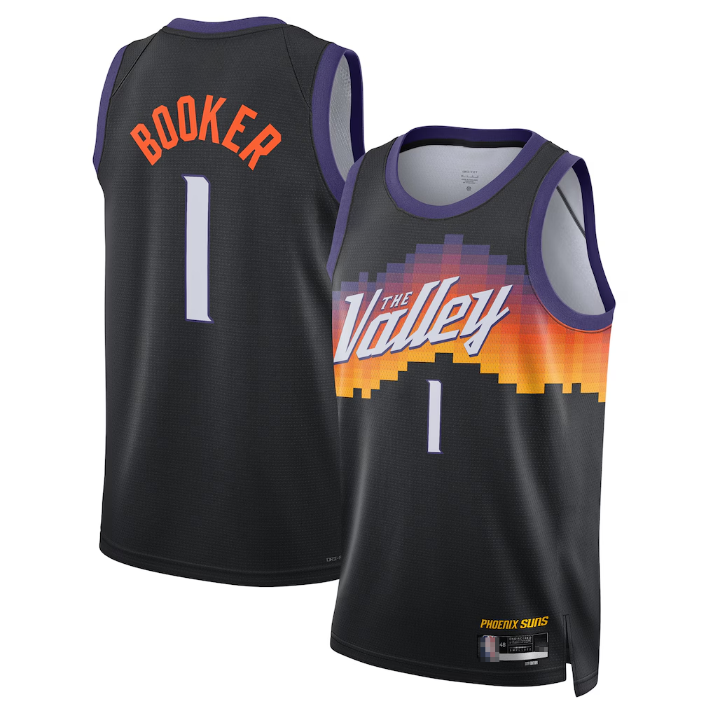 Pouc P.Sunss #1 Devin Booker Black 2025-2026 Swingman Jerseys - City Edition