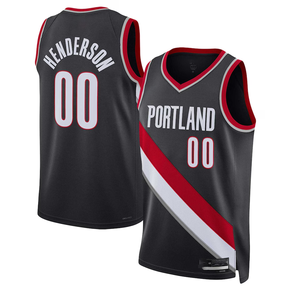Pouc PT.Blazers #00 Scoot Henderson Black 2023 NBA Draft Swingman Jerseys - Icon Edition