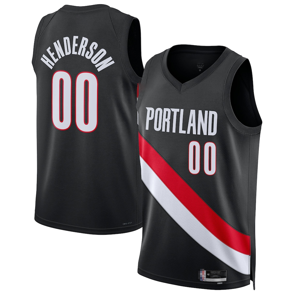Pouc PT.Blazers #00 Scoot Henderson Black Swingman Jerseys - Icon Edition