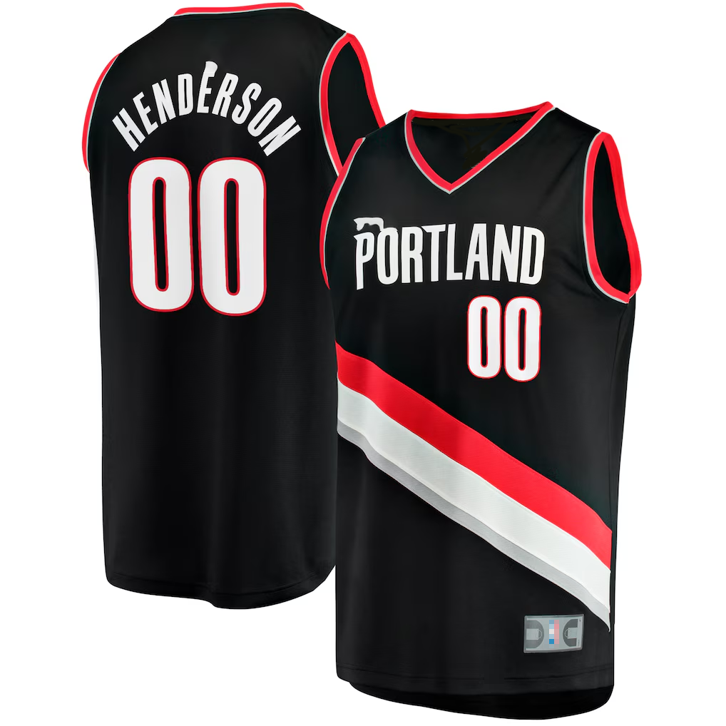 Pouc PT.Blazers #00 Scoot Henderson Fanatics Black Fast Break Replica Jerseys - Icon Edition