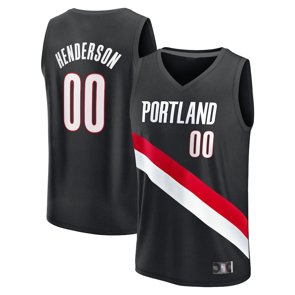 Pouc PT.Blazers #00 Scoot Henderson Fanatics Black Fast Break Replica Jerseys - Icon Edition